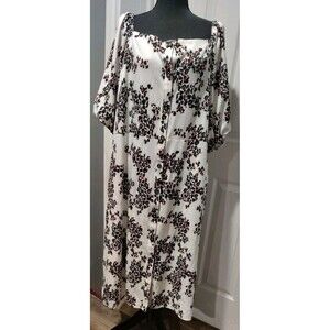 New Ophelia Roe Dress Womens 2XL White Cheetah Button Front  Chic Animal Print